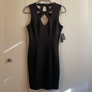 Guess Black Scuba-knit Fabric Neck Cutout Dress, 6